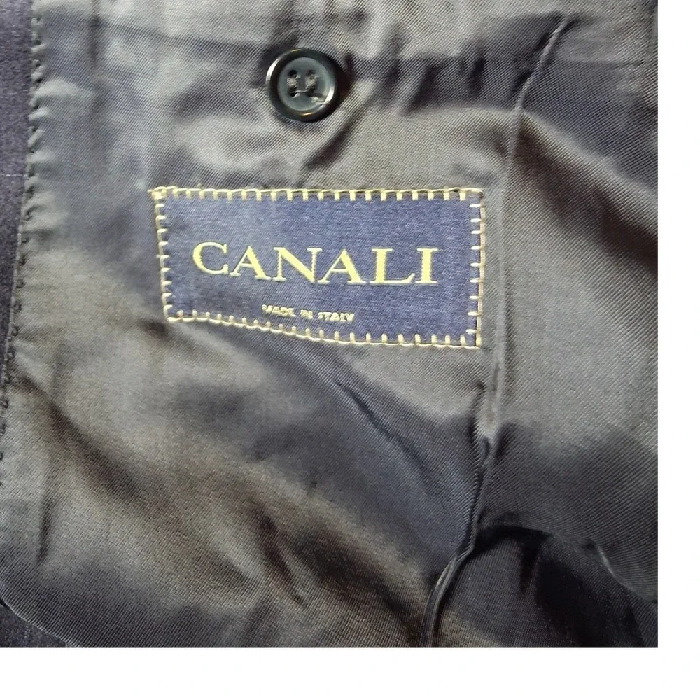 Canali Mens Wool Windowpane Blazer Sport Coat 52R/42R US  Made in Italy Navy